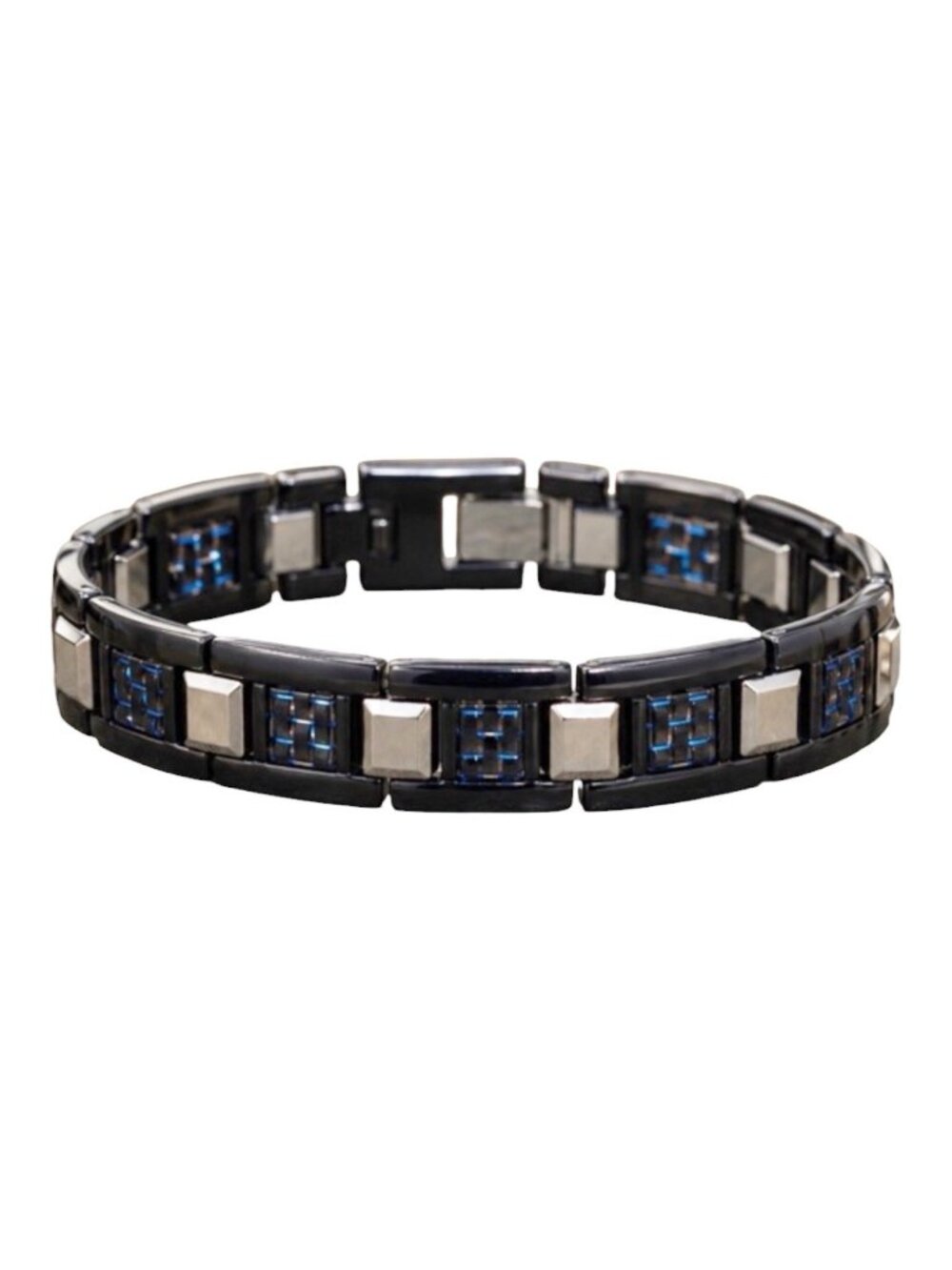 Robert Alton SHR Men's Bracelet Tungsten Black/Blue Carbide Stainless Steel